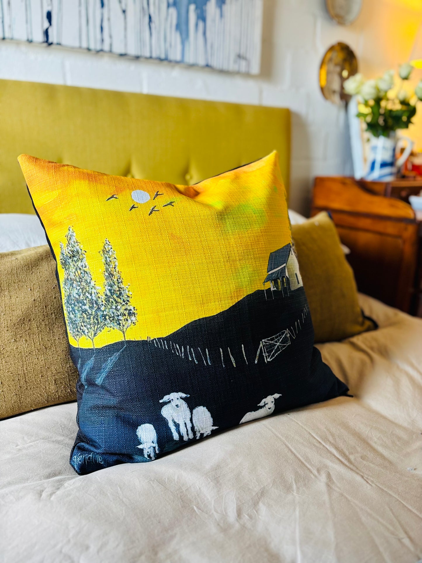 Karoo Farm with lambs Cushion Cover
