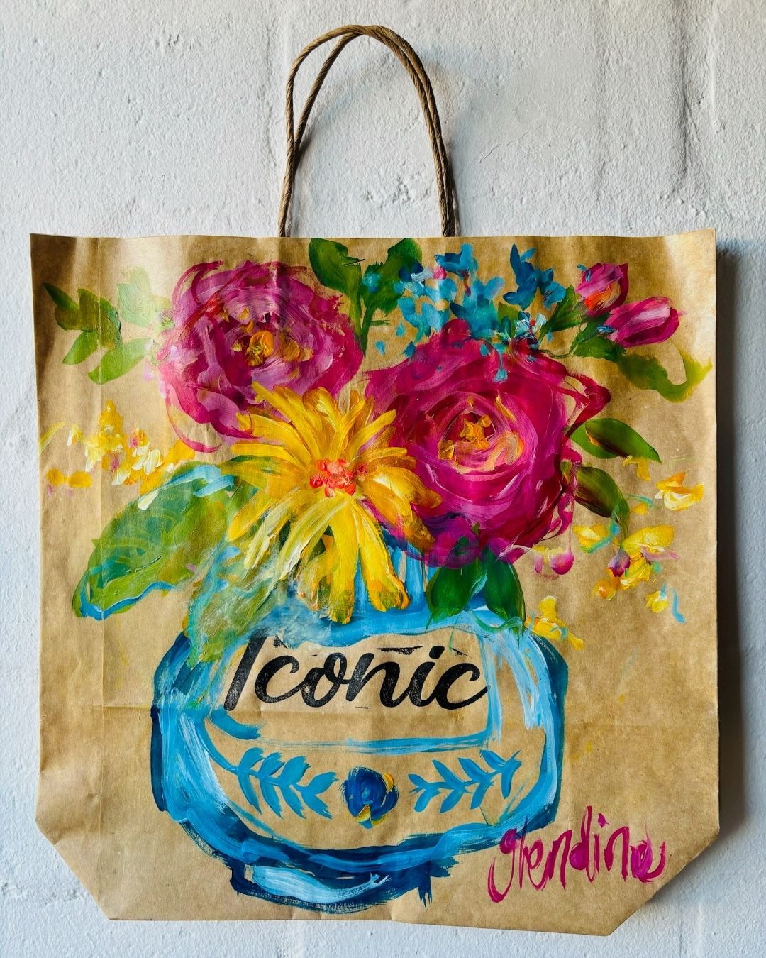 Acrylic Painting on Upcycled Paper Bag