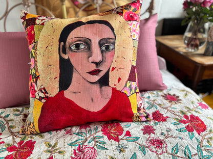 Karoo Madonna in Gold Cushion Cover