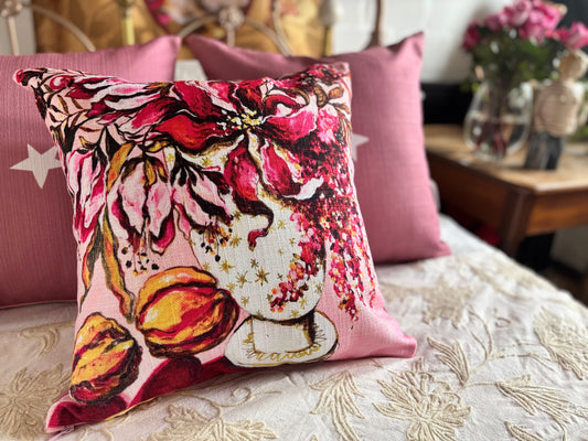 Pink Lillies and Quence Cushion Cover