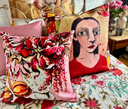 Karoo Madonna in Gold Cushion Cover