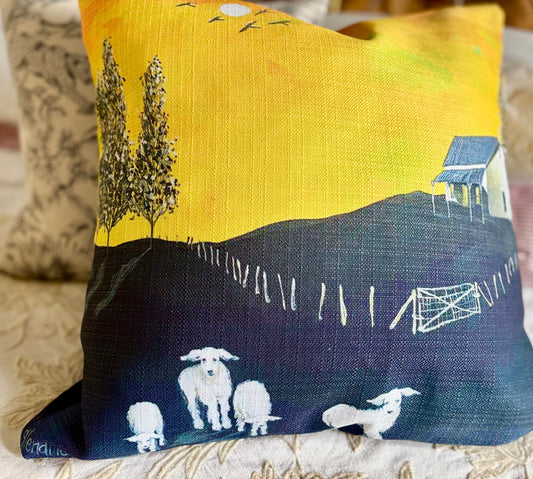 Karoo Farm with lambs Cushion Cover
