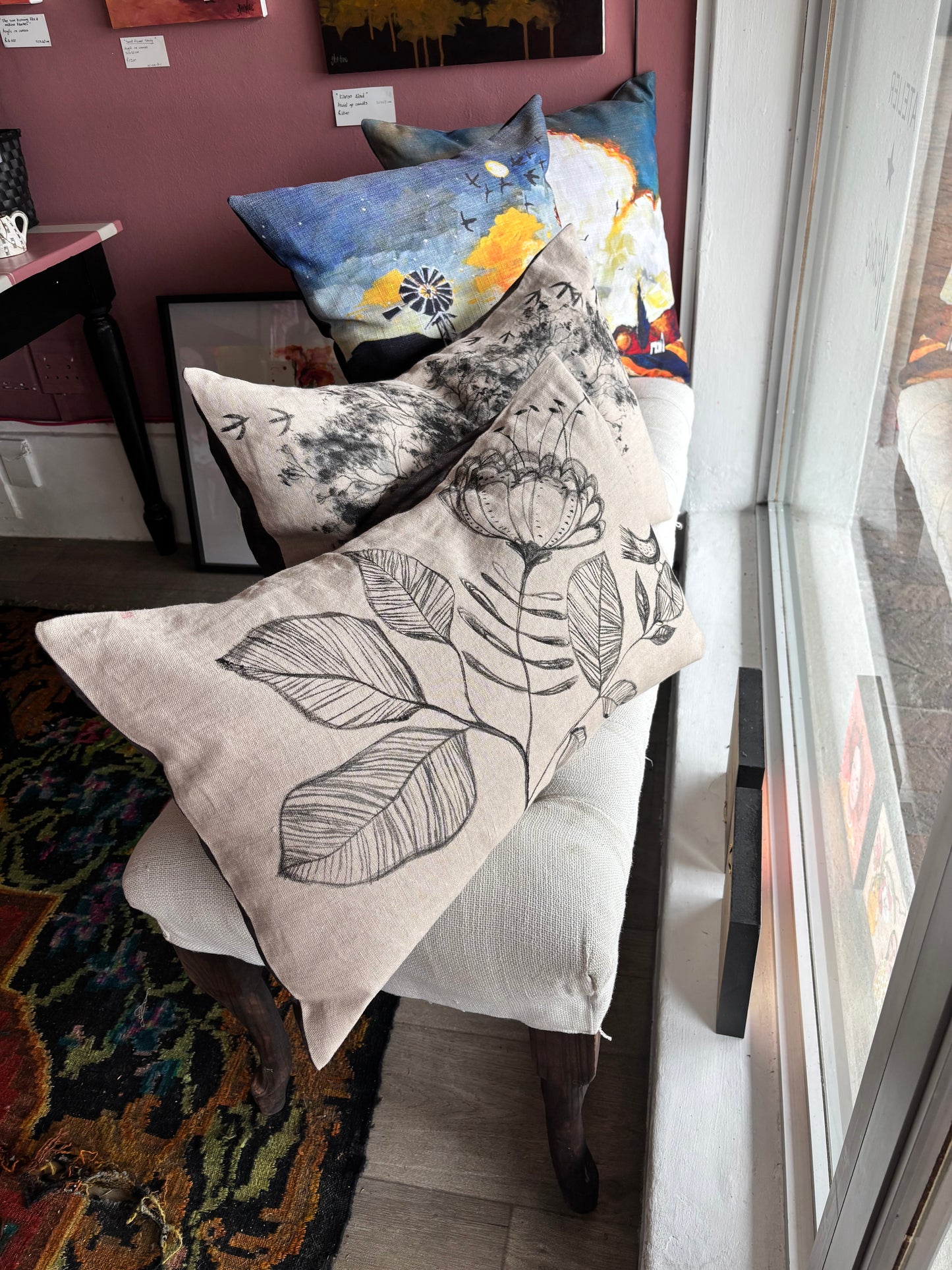 Hand painted on pure linen