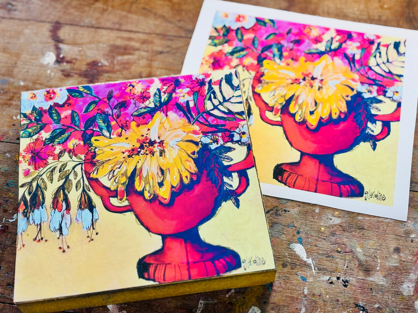 Red Vase with Flowers