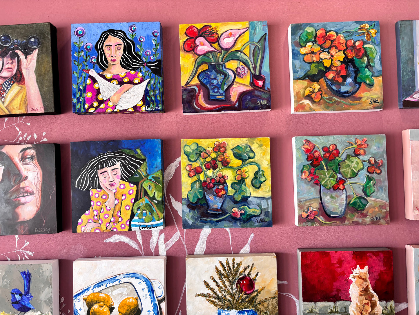 Nasturtiums in oil by Sonja Nel