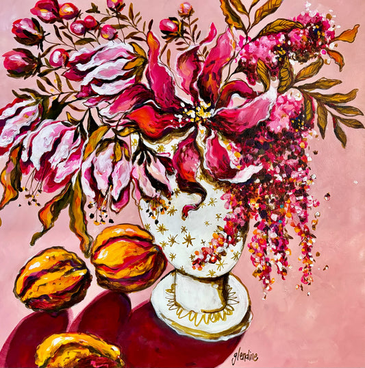 Pink lillies and quince