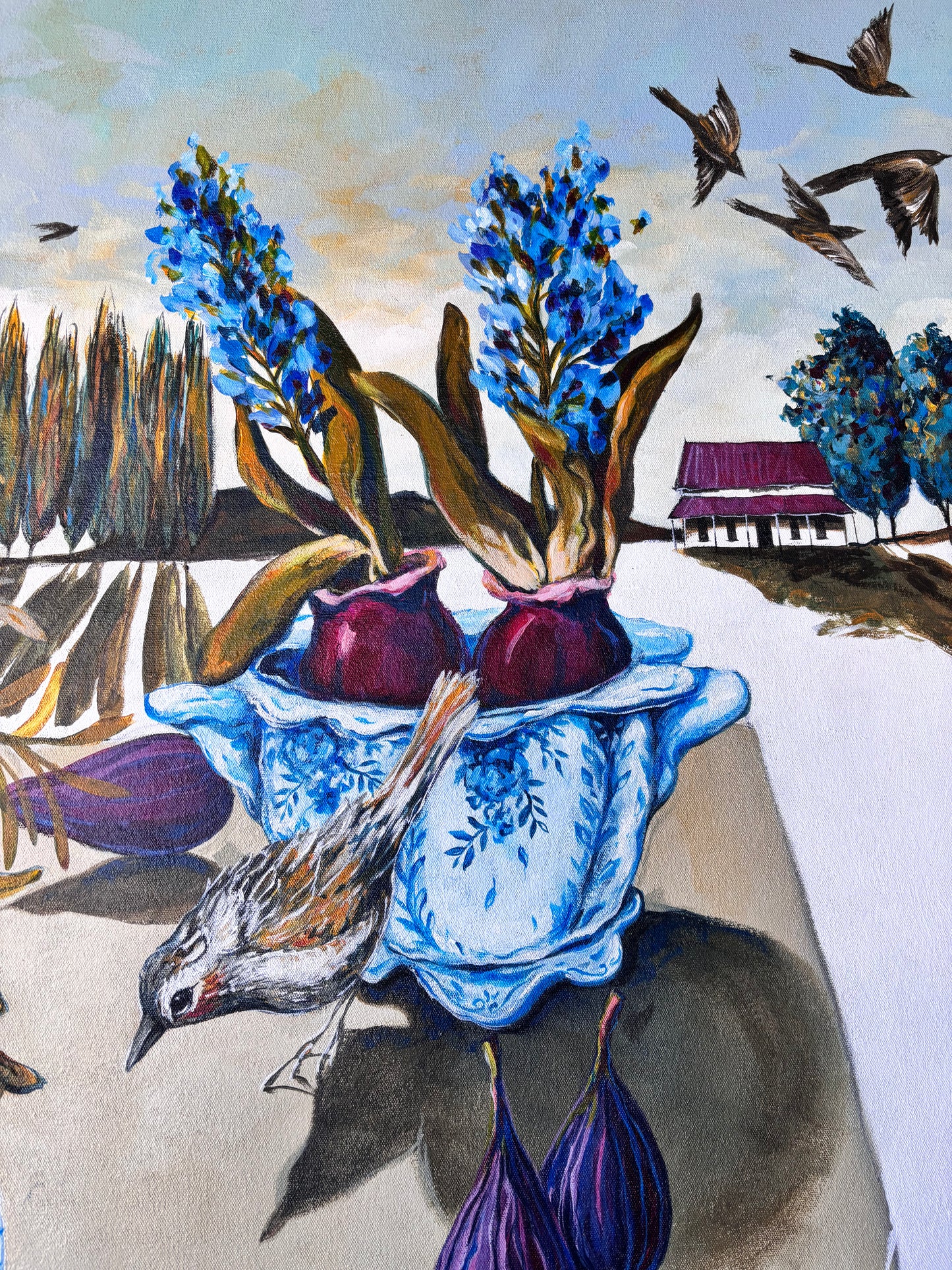 “A bird flies from a branch into my past, taking years with it “