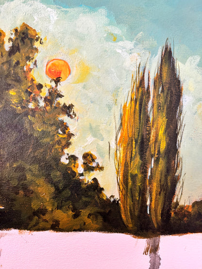 “Allerliefste, hoor hoe speel die maan in die akkerbome “ - Original Painting